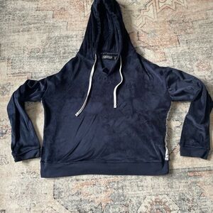 Ralph Lauren hooded sweatshirt VTG blue velour velvet casual women size M